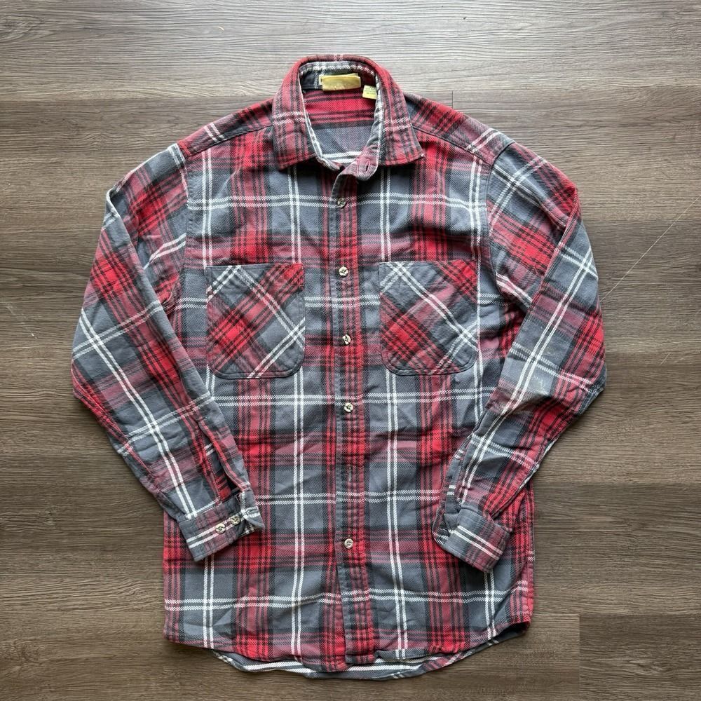 Vintage JCPenney BIG MAC Shirt Mens Medium Tall MT Red Green Plaid Flannel